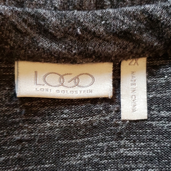 Logo Lori Goldstein Gray Black Knit Cardigan Zip - Picture 3 of 3